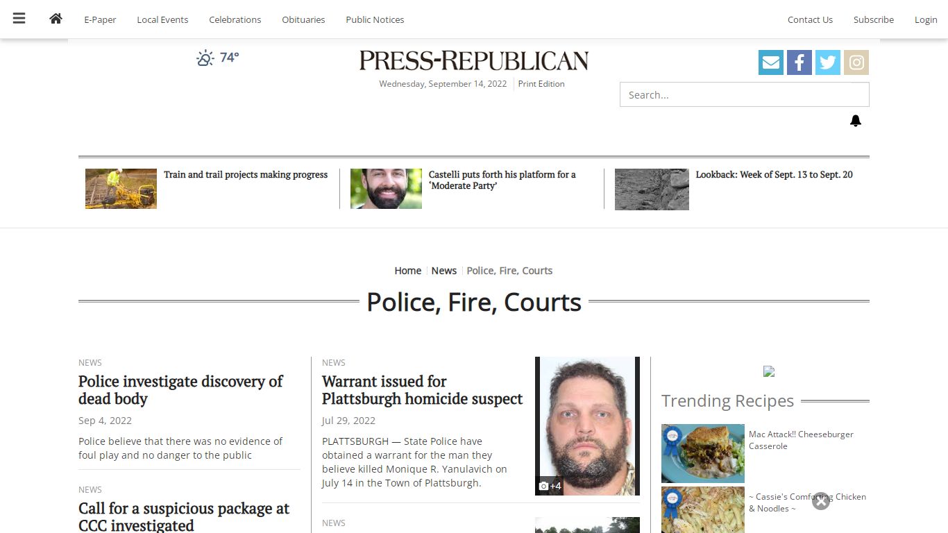 Police, Fire, Courts | pressrepublican.com